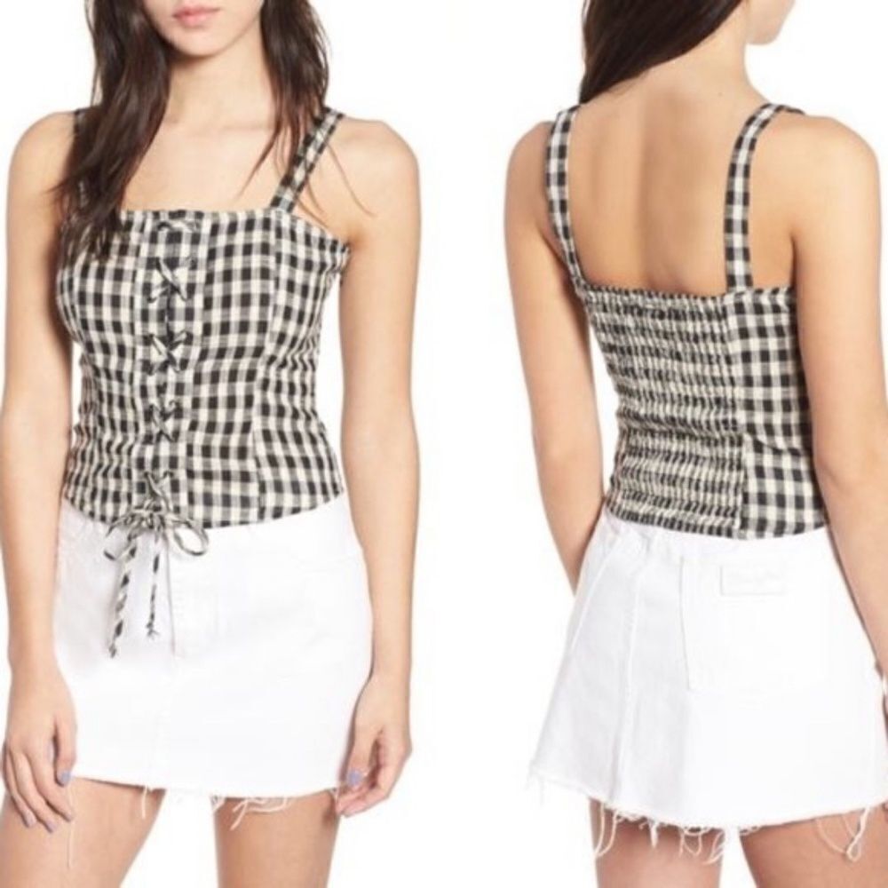 Tinsel Gingham Smocked Corset Tank
